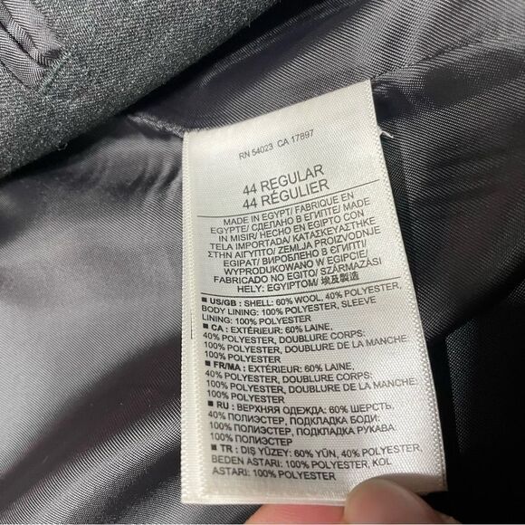 Banana Republic Blazer Men 44R‎ Tailored Slim Fit Wool Blend Charcoal Jacket - Picture 9 of 9